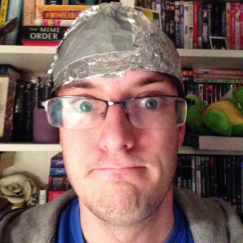 Daniel wearing a tinfoil hat